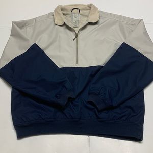 Vintage Color Block Blue and White Windbreaker/Rain Jacket
